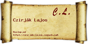 Czirják Lajos névjegykártya